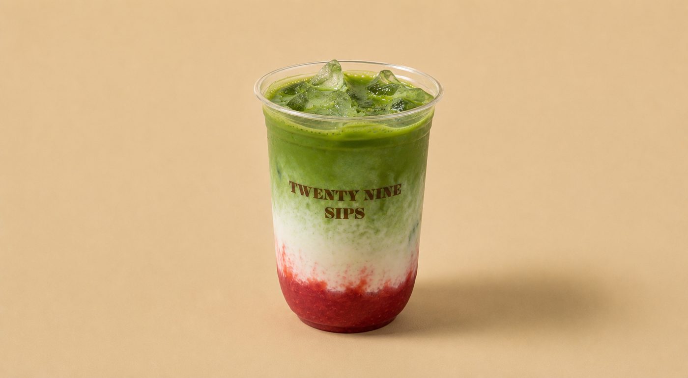 Iced strawberry matcha του Twenty Nine Sips